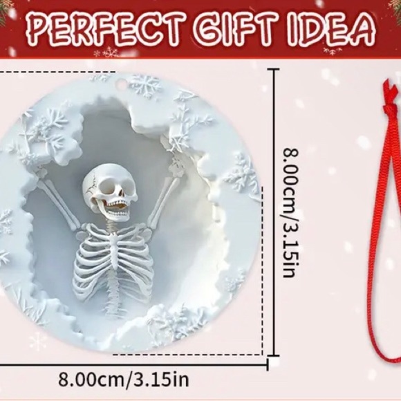 Skeleton Holiday Ornament - White - Picture 4 of 4